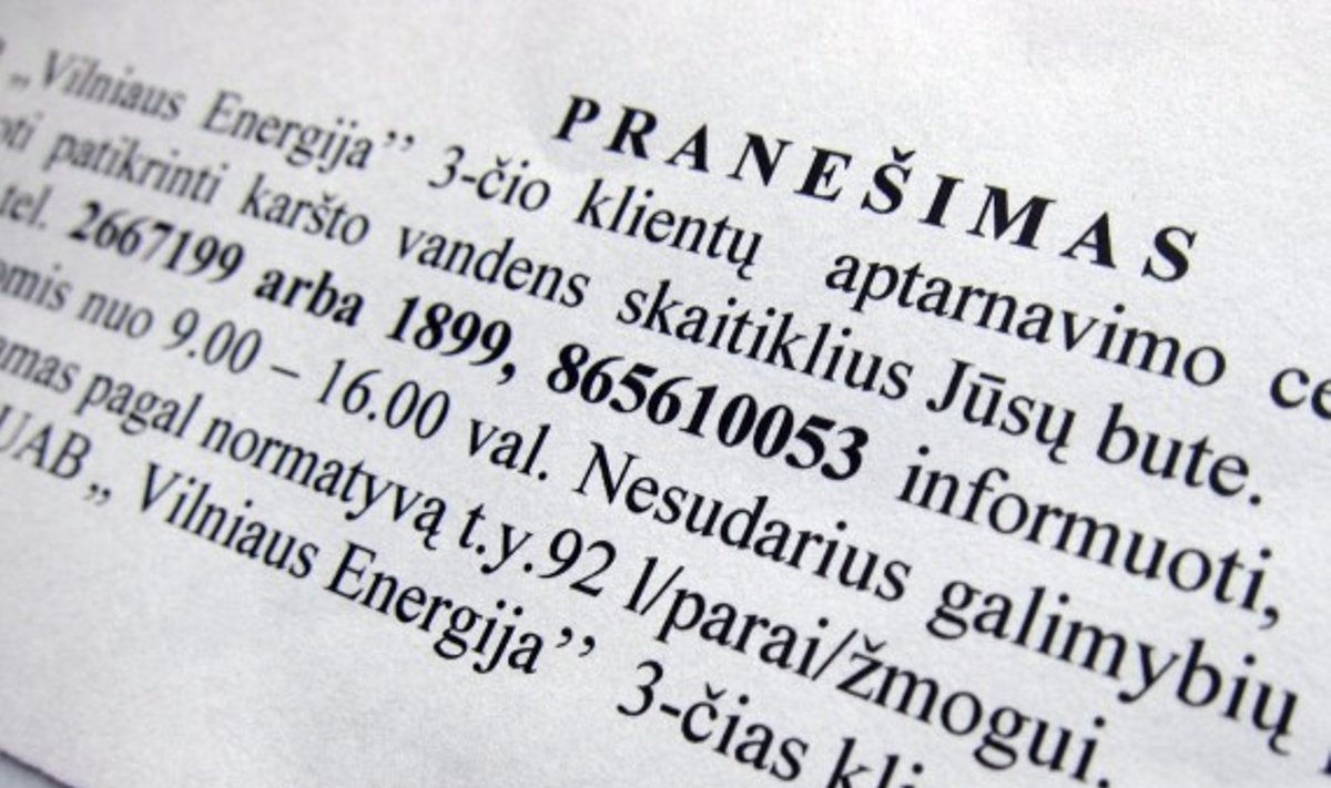 "Vilniaus energijos" pranešimas