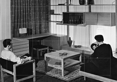 Algimanto ir Vytauto Nasvyčių suprojektuotų baldų ekspozicija parodoje „Menas buičiai“ Maskvoje, 1961 m.,