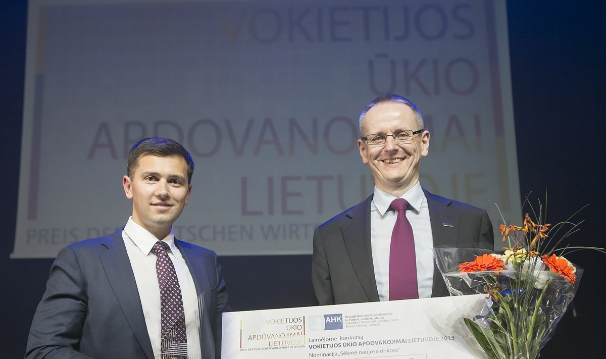 Baltic Amadeus accepting the award. Photo by Vincas Alesius, AHK Baltic States