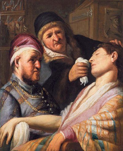 Rembrandto darbas „Apalpęs pacientas“