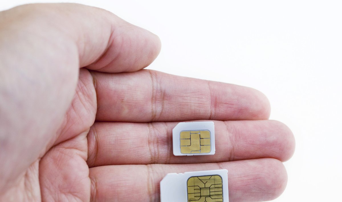 SIM kortelių dydžių palyginimai