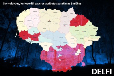 Patekimą į miškus apribojusių savivaldybių žemėlapis