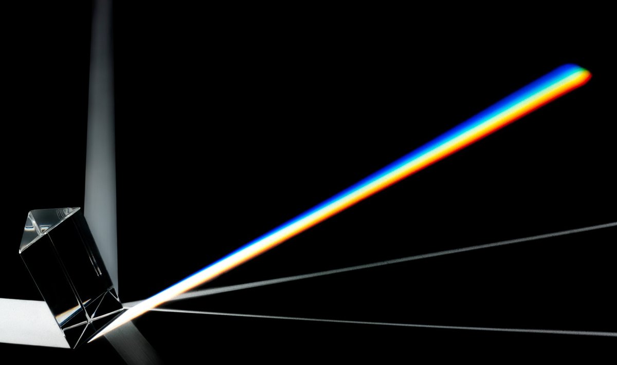 Baltos šviesos suskaidymas į atskirų spalvų bangas