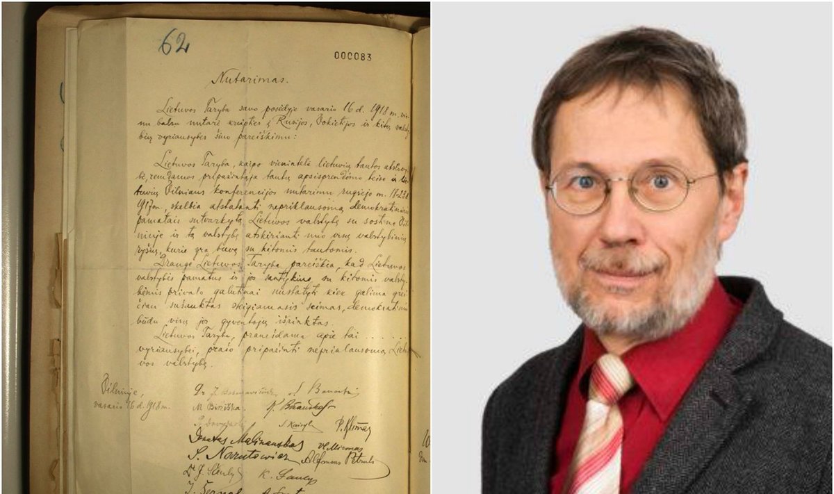 The original copy of Lithuania's Act of Independence of 1918 in Germany's archives and Prof Mažylis