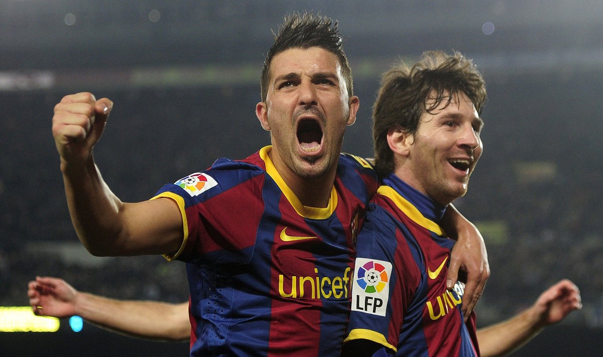 Davidas Villa ir Lionelis Messi ("Barcelona") 