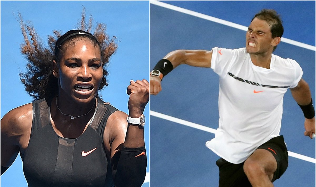 Serena Williams ir Rafaelis Nadalis (AFP ir Reuters nuotr.)