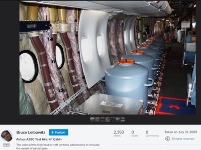 Testinio lainerio „Airbus A380“ kabina