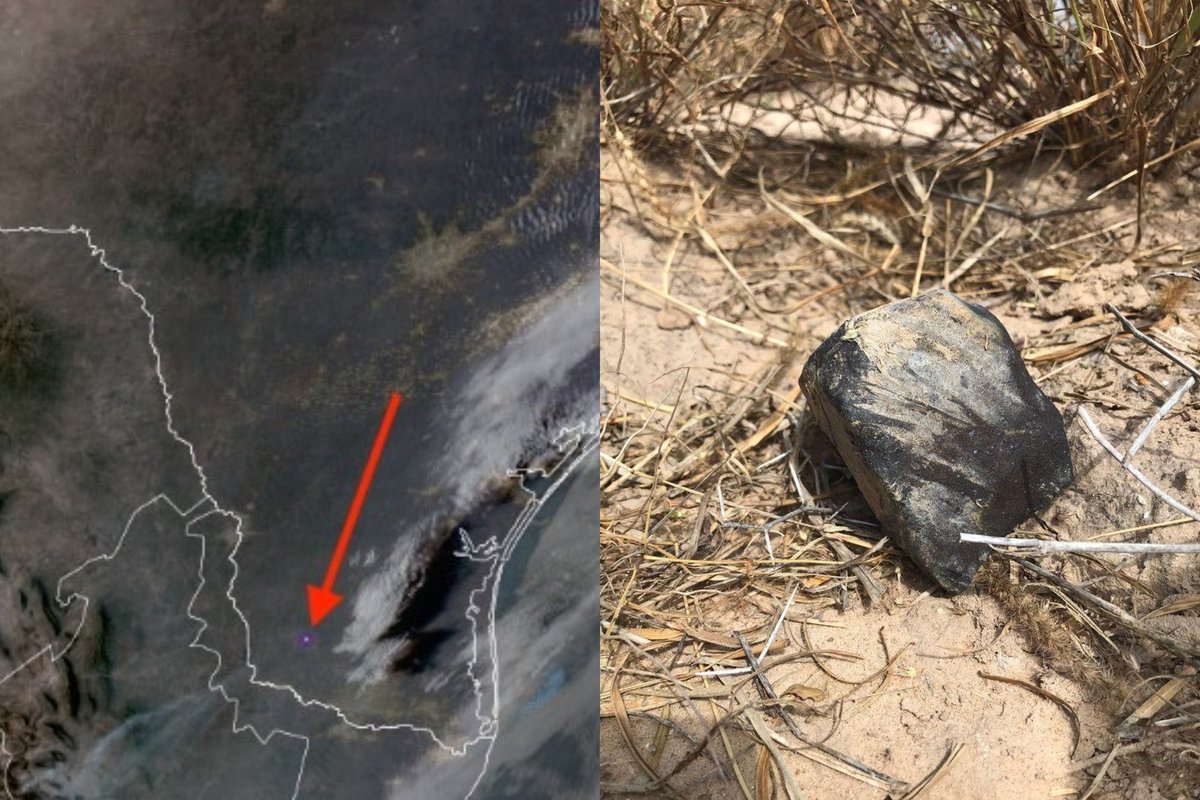 En meteoritt som kom inn i jordens atmosfære er funnet etter å ha falt på siden av en grusvei