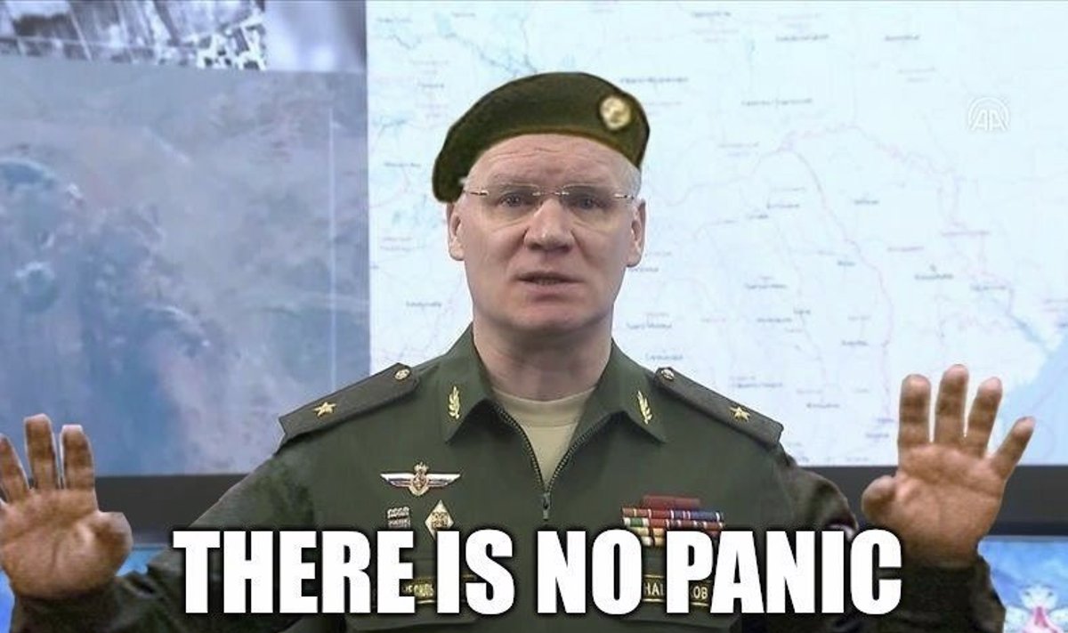 Rusų situaciją fronte pašiepiantis memas