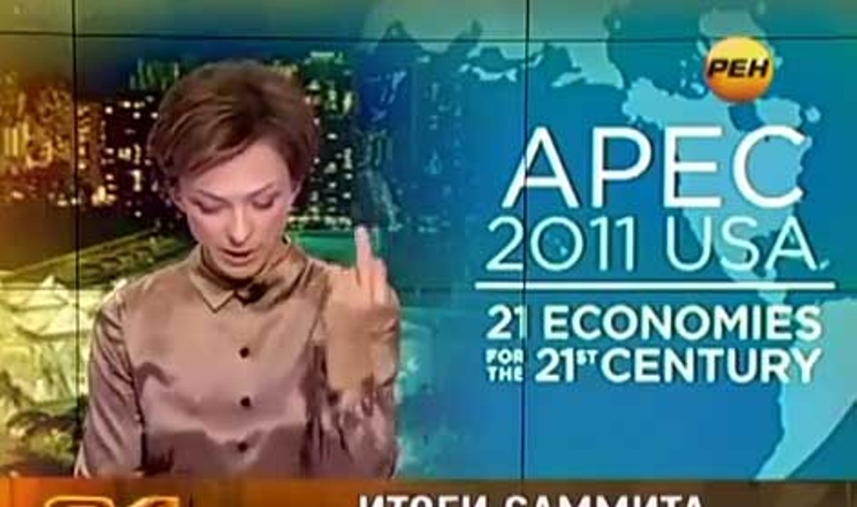 Rusijos TV vedėja parodė nepadorų gestą