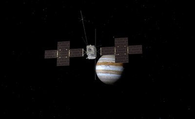 JUICE zondas prie Jupiterio. Europos kosmoso agentūros/ATG Medialab vizualizacija.