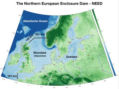 Šiaurės jūros užtvankos idėja. nioz.nl iliustr.