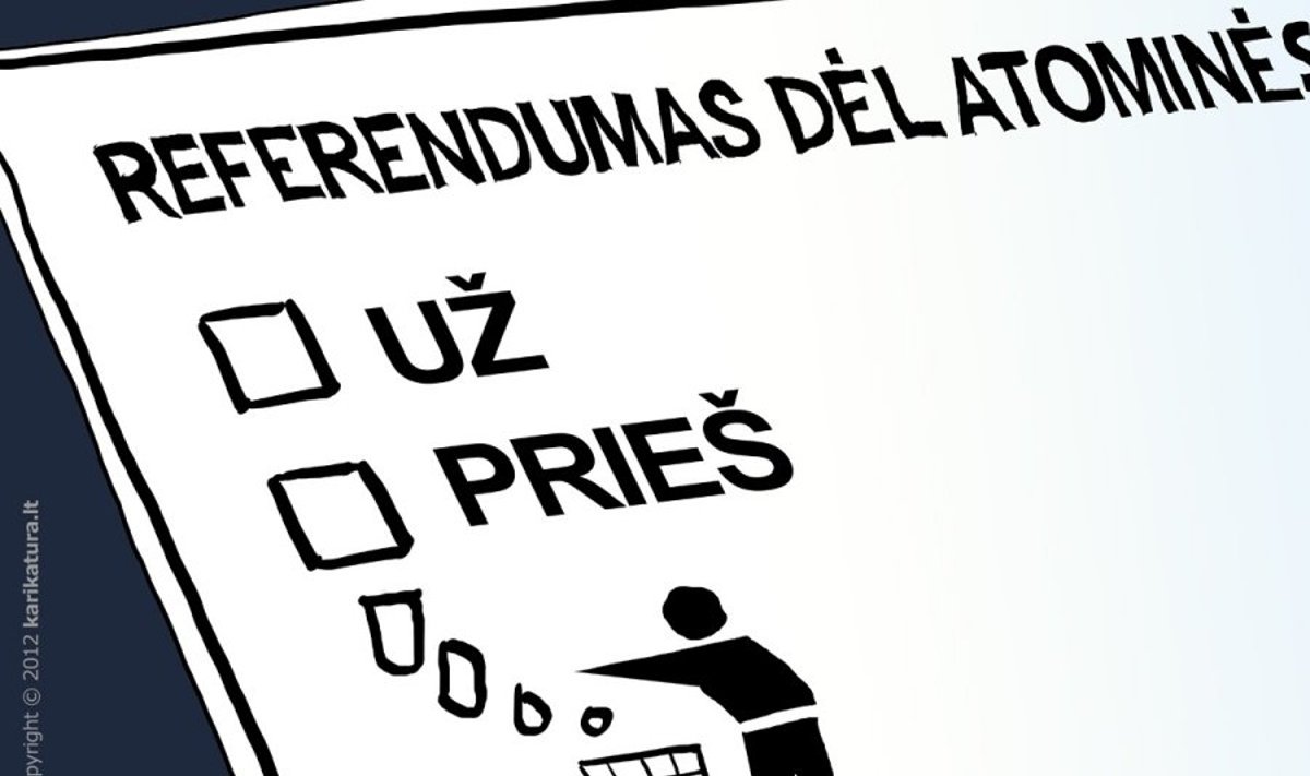 Referendumas, referendumas dėl AE, referendumas dėl atominės, karikatūra