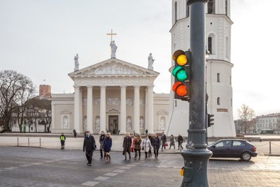 Independence day traffic lights in Vilnius