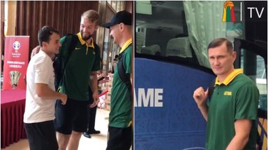 Сборная Литвы по баскетболу - уже в Китае: в гостинице их приветствовал Кевин Пангос