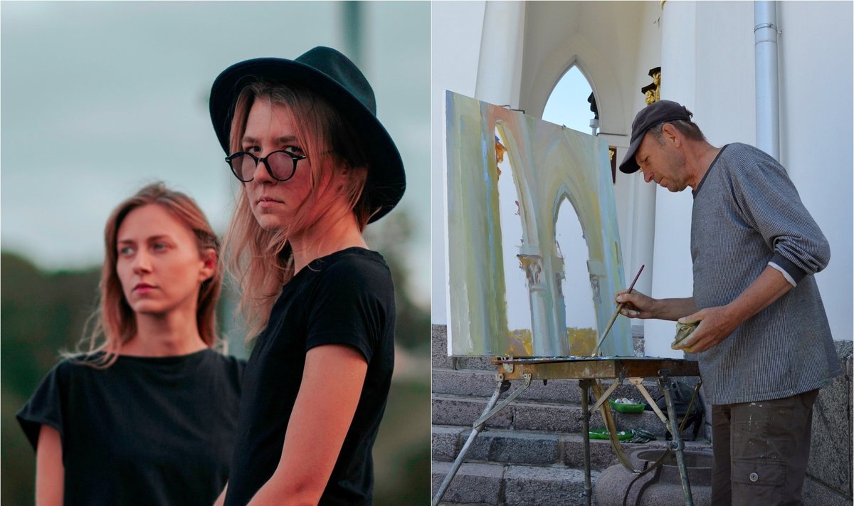 Audiovizualinio meno dueto BIONICS narės Urtė Pakers ir Lina Pranaitytė bei tapytojas akvarelininkas Valentinas Varnas
