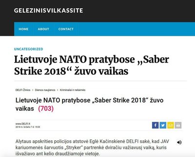 Propagandinė naujiena apie NATO šarvuočių avariją, tinklaraštis "Geležinis Vilkas Site"
