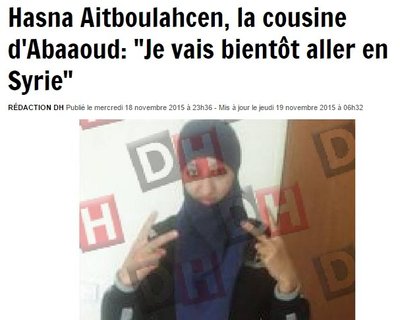 "La Derniere Heure" išspausdino teroristės Hasna Aitboulahcen nuotrauką