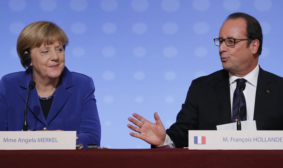 A. Merkel, F. Hollande'as 