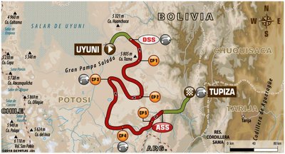 Aštuntojo Dakaro ralio etapo maršrutas