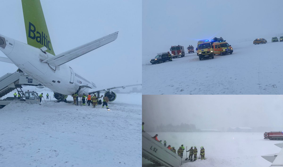 Rygoje „Air Baltic“ lėktuvui nuslydo nuo tako