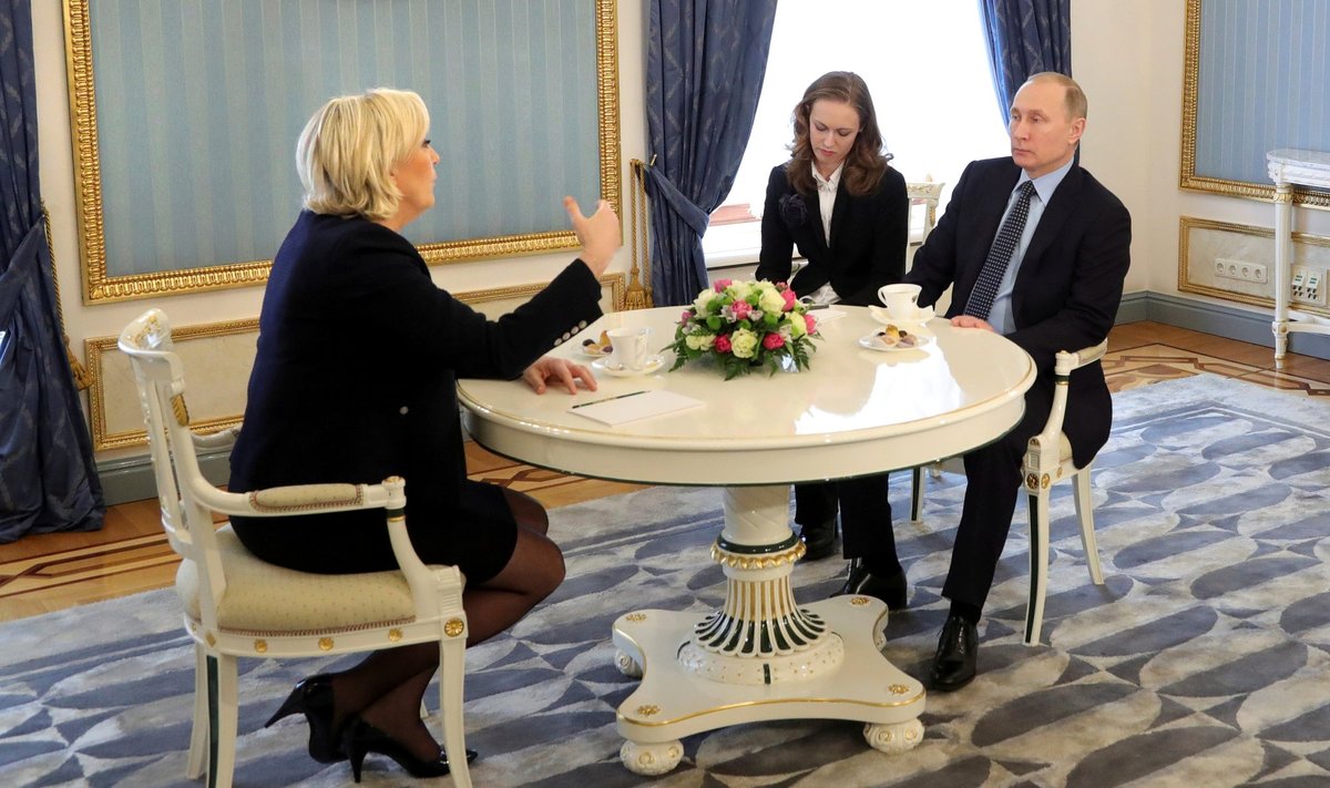Marine Le Pen ir Vladimiras Putinas 