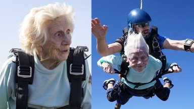 Mirė 104 metų moteris vos įtraukta į rekordų knygą kaip vyriausia parašiutininkė: turėjo dar vieną norą