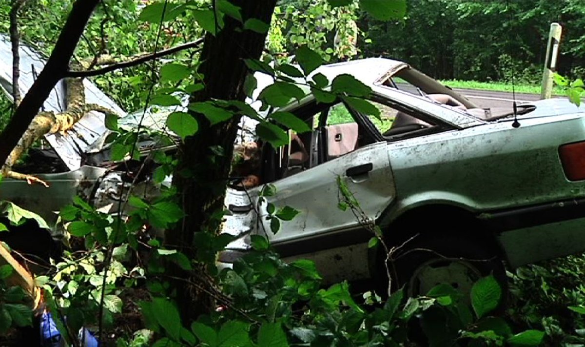 Prie Vilkijos „Audi“ rėžėsi į medį, vairuotoja žuvo