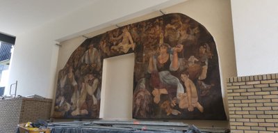 Sėkmingai perkelta freska Aludarių g. Vilniuje