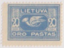 Pirmosios oro pašto laidos pašto ženklas. 1921 m. Dail. M. Pukas. TIM