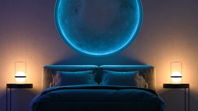 Mėlyna šviesa miegamajame