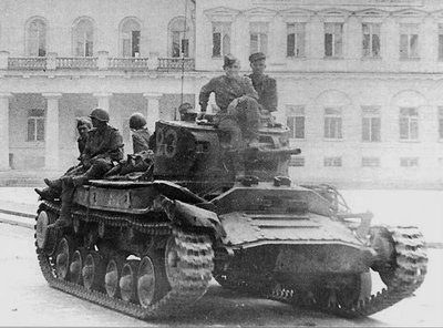 Sovietams priklausantis britiškas tankas Valentine Vilniuje 1944 metais
