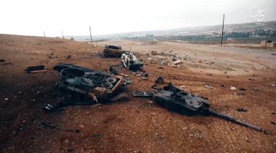 Sunaikintas Leopard 2 tankas