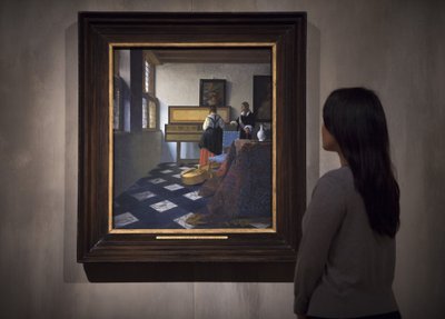 Johannesas Vermeeris, „Muzikos pamoka“ (Karališkoji kolekcija, Londonas)