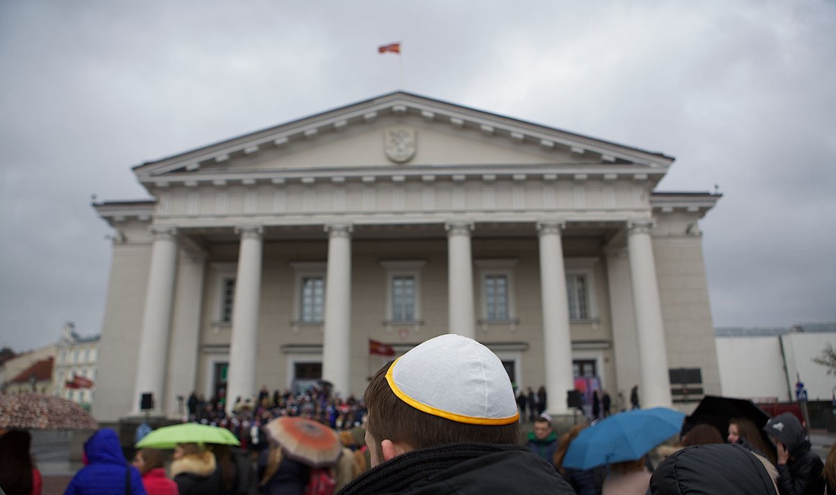 In the front of Vilnius Town Hall