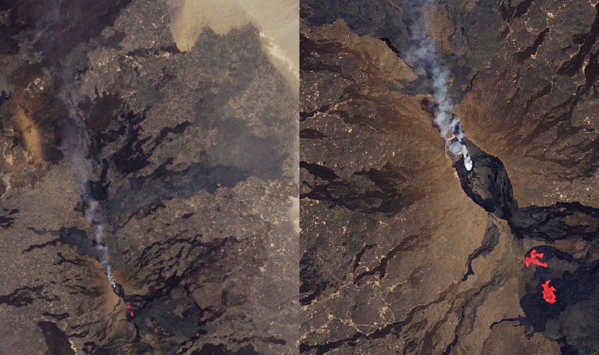 Temperatūrų anomalijos Erta Ale ugnikalnyje. NASA/Landsat8 nuotr.