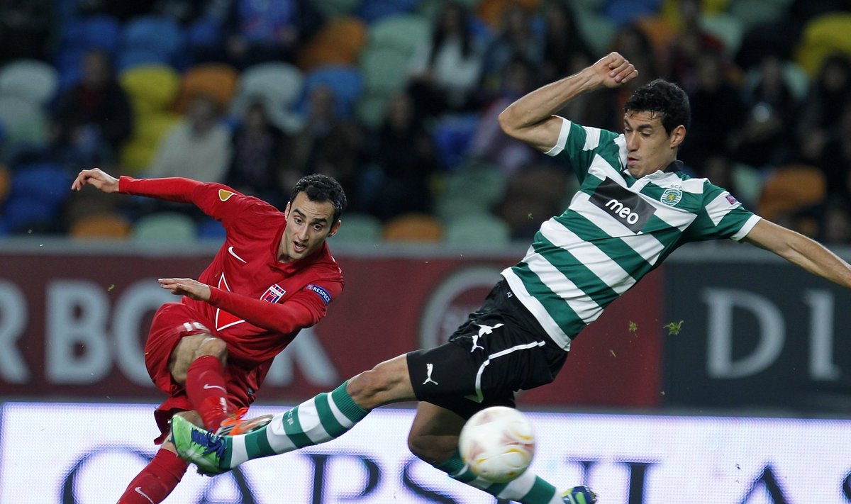 Filipe Oliveira ("Videoton", kairėje) ir Xandao ("Sporting")