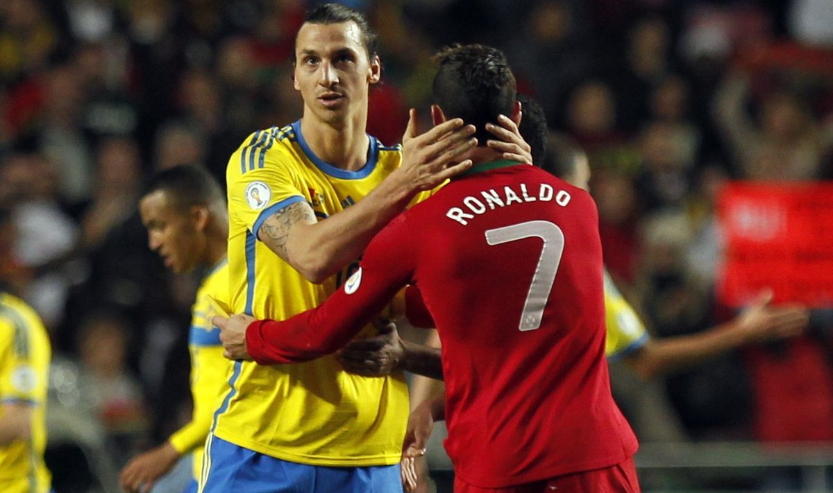 Zlatanas Ibrahimovičius ir Cristiano Ronaldo