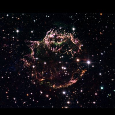 Supernovos liekana Kasiopėjos A, užfiksuotas Hubble teleskopu. Šaltinis: NASA, ESA, CSA, STScI