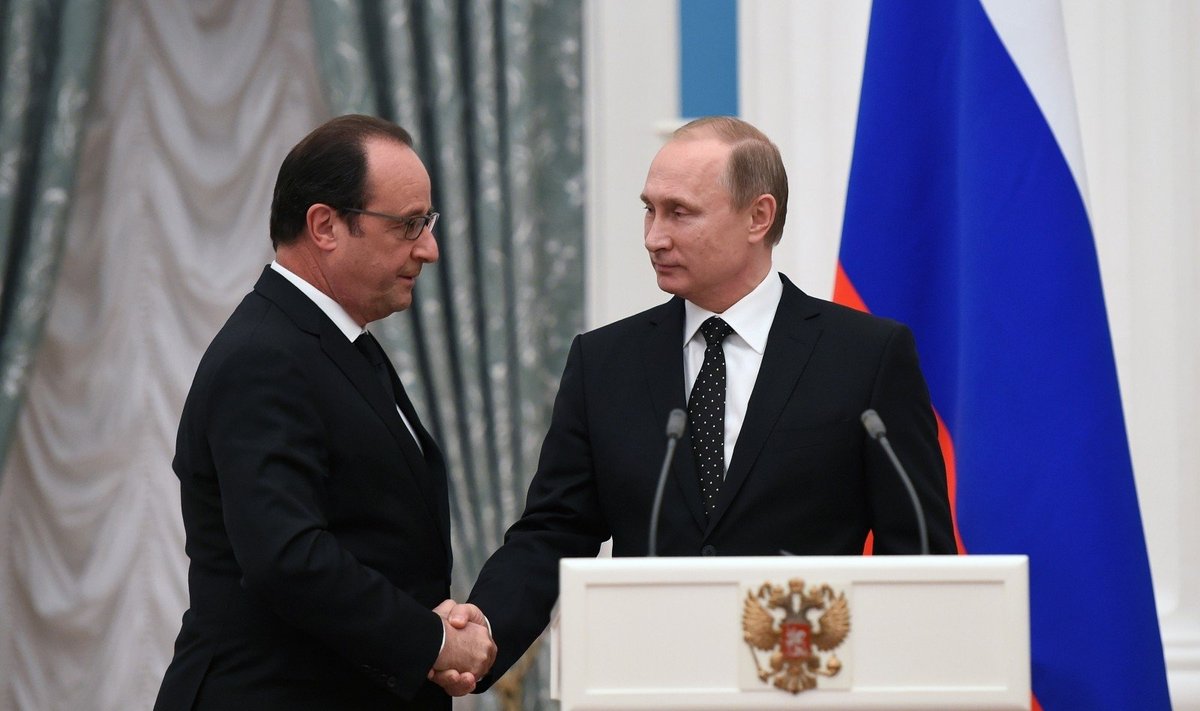 Francois Hollande'as ir Vladimiras Putinas