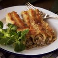 Šiek tiek Italijos jūsų virtuvėje: kimšti cannelloni makaronai su grybais ir rikota