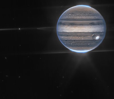 Jameso Webbo kosminio teleskopo užfiksuoti Jupiterio vaizdai.
