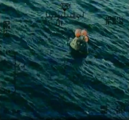 "Orion" kapsulė nusileidusi Ramiajame vandenyne