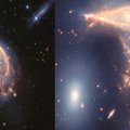 Galingiausio kosminio teleskopo taikinyje –  įspūdingas dviejų galaktikų susidūrimas: ar ir jūs matote pingviną ir kiaušinį?