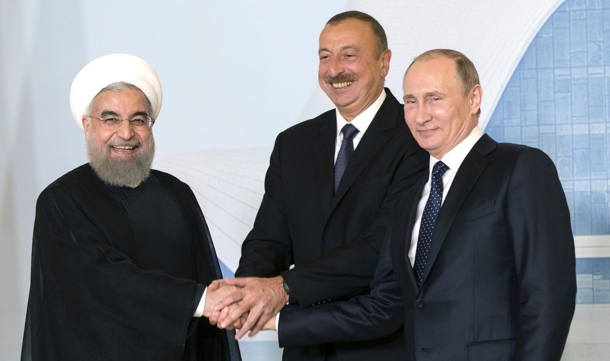 V. Putinas, I. Aliyevas ir H. Rouhani