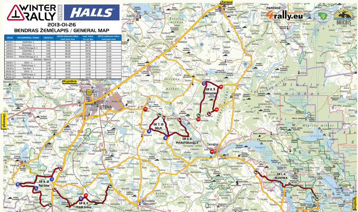 "Halls Winter Rally 2013" žemėlapis