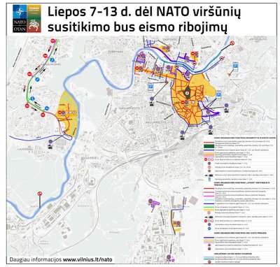 Liepos 7–13 d. Vilniuje eismo robojimai dėl NATO viršūnių susitikimo