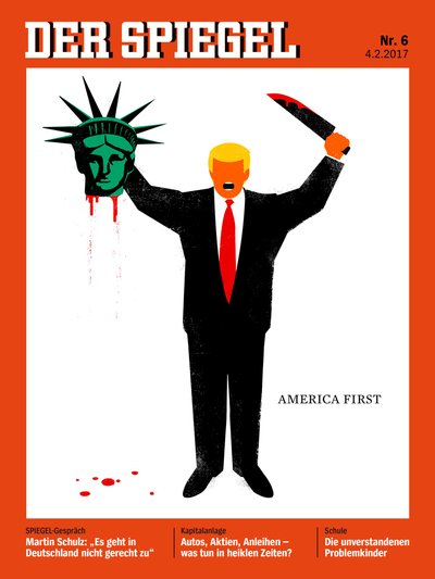 Der Spiegel karikatūra apie D. Trumpą