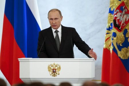 Vladimiro Putino pranešimas šalies parlamento žemiesiems rūmams.  