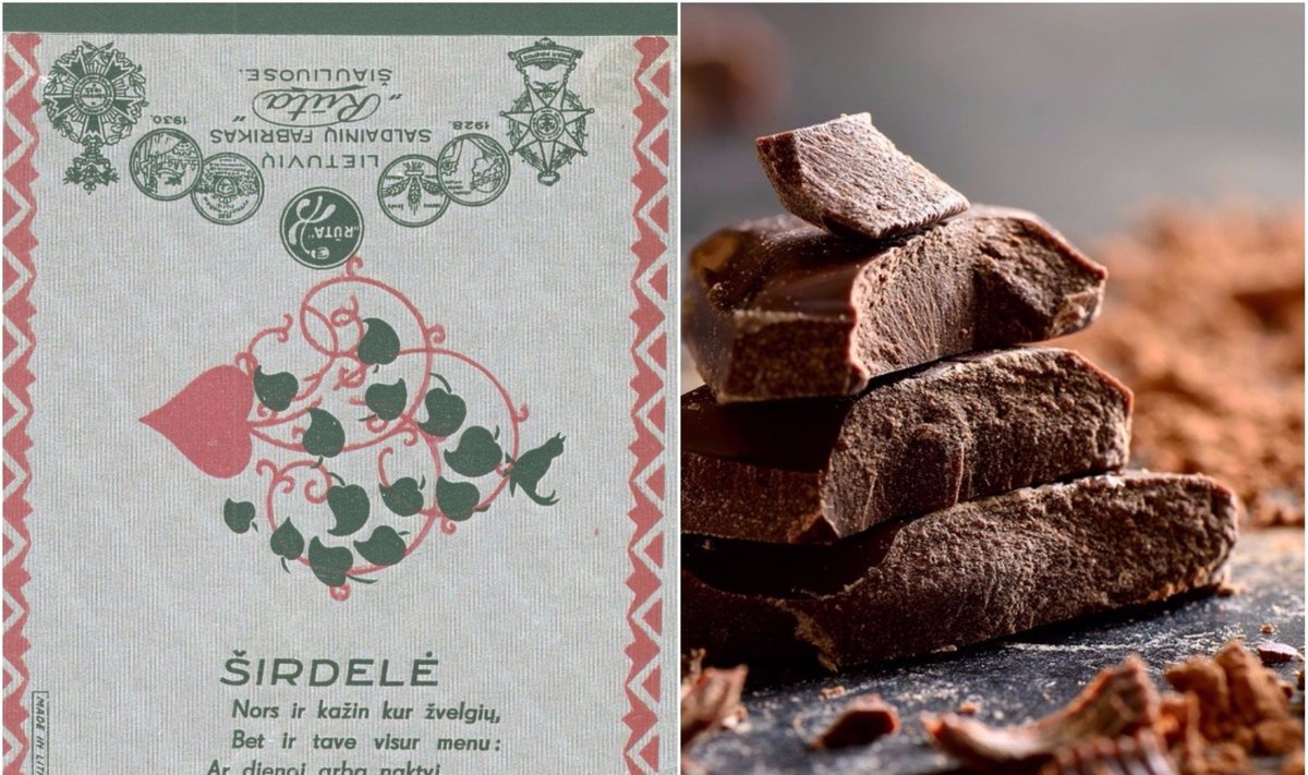 Sena lietuviško šokolado etiketė